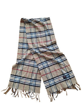 100%‎ CASHMERE Plaid Designer Scarf Tan One Size A001171